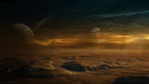 View from Titan, moon of Saturn | Planets art, Alien worlds, Space art