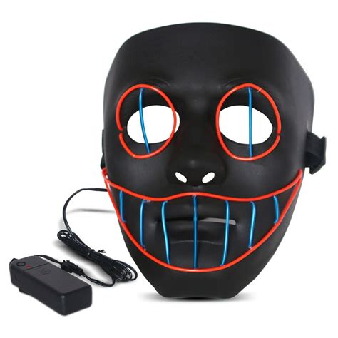 Halloween LED Mask Purge Masks with Lighten EL Wires Scary Light Up ...