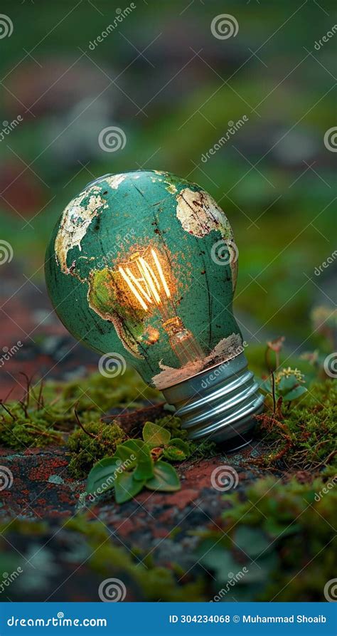 Environmental Enlightenment Light Bulb with a World Map Stock ...