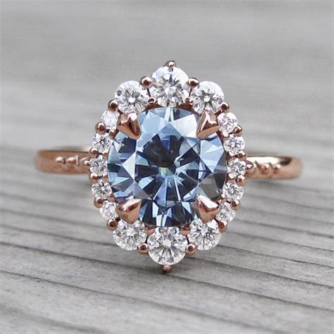 Dark Grey Moissanite Engagement Ring with Diamond Halo (1.58ct) | Halo ...