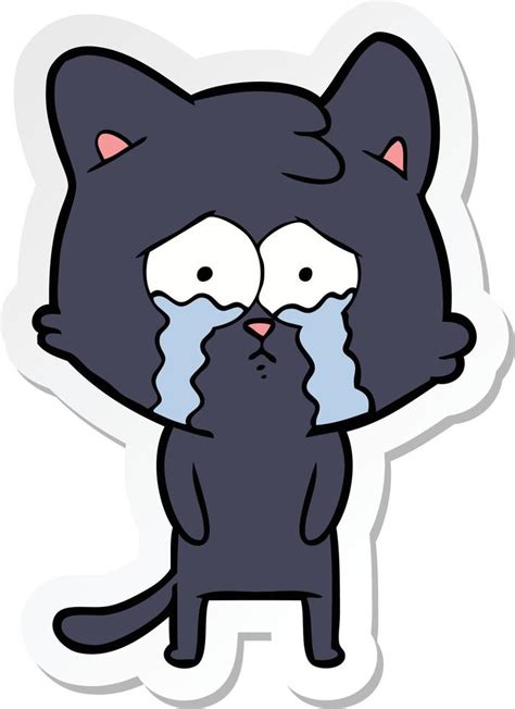 pegatina de un gato llorando de dibujos animados 11767406 Vector en ...