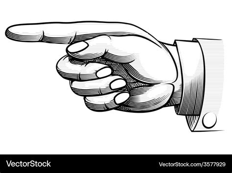 Vintage hand-drawn hand pointing left Royalty Free Vector