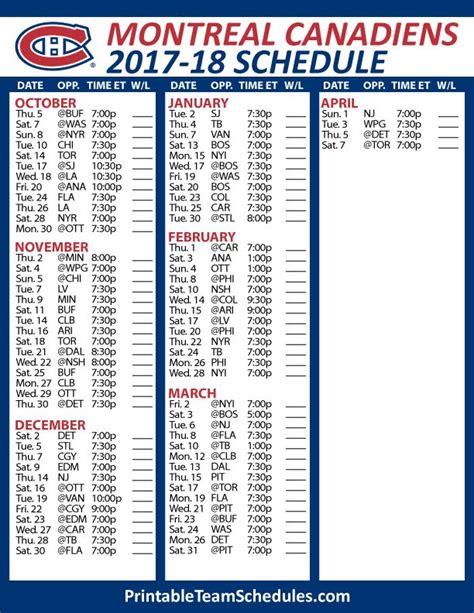 Montreal Canadiens Hockey Schedule 2017-18 | Anaheim ducks hockey ...