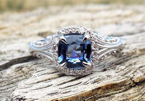 Vintage Antique 1.28ct Blue Sapphire Diamond Unique Engagement Ring Art ...