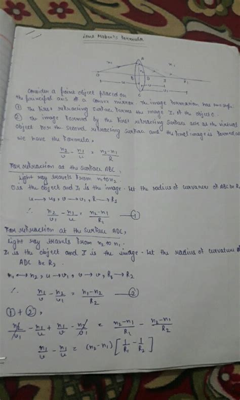 derivation of lens maker formula of thin lens - Physics - - 1771020 ...