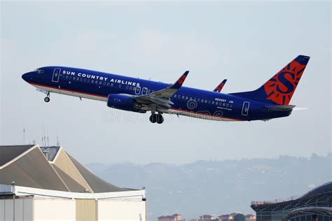 Sun Country Airlines Plane Taking Off from Los Angeles Airport ...