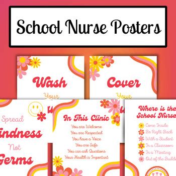 School Nurse Poster Bundle, Retro, Groovy, Printable, 5 Prints/Posters