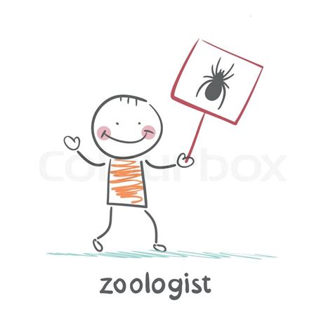 Zoologist holds a placard with a ... | Stock vector | Colourbox