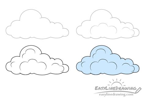 How to Draw a Cloud Step by Step - EasyLineDrawing