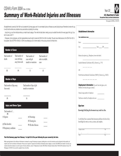 Printable Osha 300 Form - Printable Forms Free Online