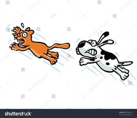 Dog Chasing Cat Stock Vector 53880412 : Shutterstock