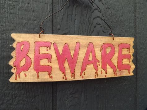 Beware Halloween sign Halloween porch sign handmade