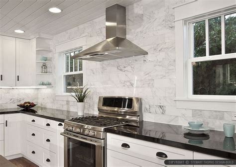 marble subway tile with black countertops - Google Search | Kitchen ...