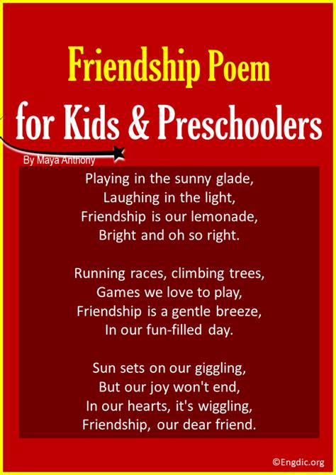 10 Best Friendship Poems for Kids & Preschoolers - EngDic