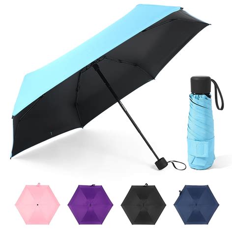 Anself - 6 Ribs UV Protection Mini Travel Umbrella Lightweight Folding ...