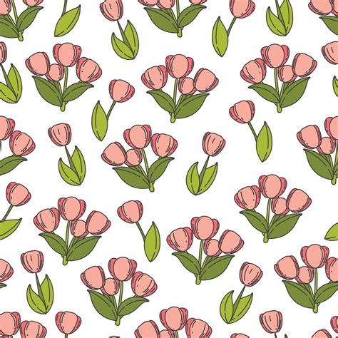 tulipanes rosas de patrones sin fisuras. fondo floral vectorial con ...