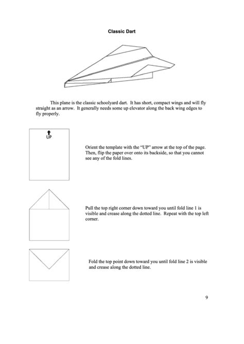 Classic Dart Paper Airplane Instructions printable pdf download