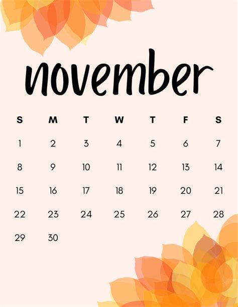 Fall inspired free printable November calendar! | November calendar ...