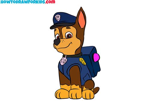 How to Draw Chase from Paw Patrol - Easy Drawing Tutorial For Kids