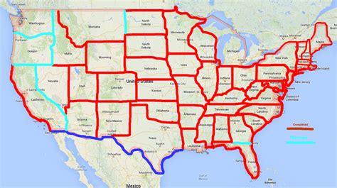 Running State Lines - USA: Borders Completed As of 12/09/2015