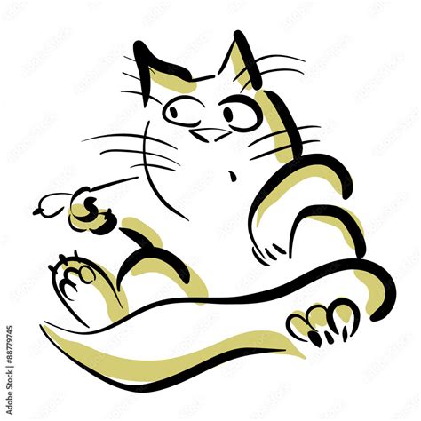 Cat pointing finger. Vector illustrations. Stock Vector | Adobe Stock