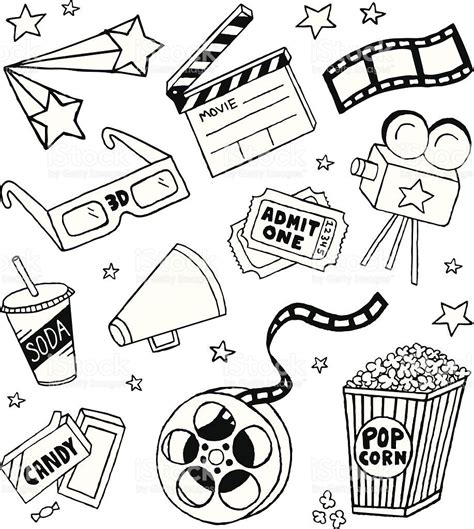 Movie Doodles royalty-free stock vector art Chalk Drawings, Doodle ...