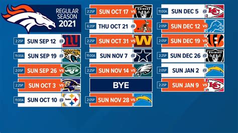 Denver Broncos 2021 NFL schedule released | 9news.com