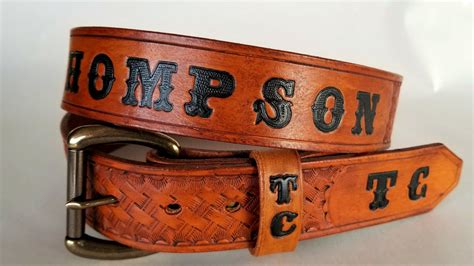 Personalized Leather Belt Engraved with Name and Initials