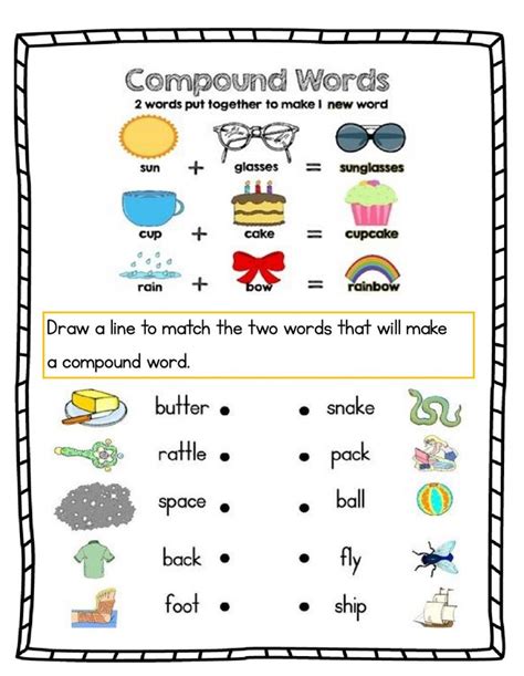 compound words worksheet with pictures to help students learn how to ...