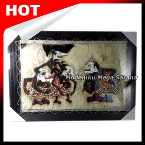 Promo Lukisan Wayang Kulit Punokawan Kulit Kambing Bingkai Ukir 70x50 ...