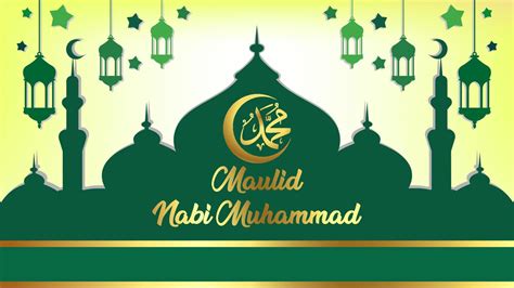 maulid nabi muhammad islamic background green 11365330 Vector Art at ...