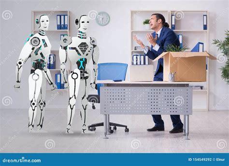 Concept of Robots Replacing Humans in Offices Stock Photo - Image of ...