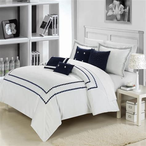 Navy Blue and White Comforter and Bedding Sets