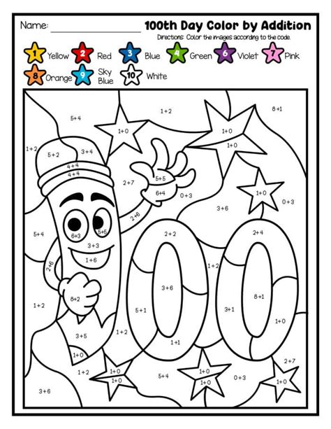 Free 100 Days of School Printables - 100 Days Color by Number