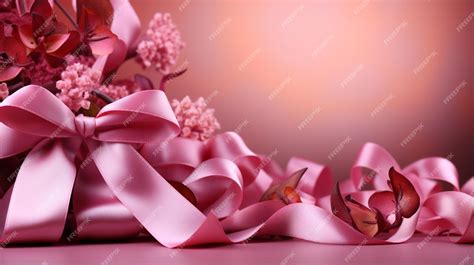 Premium AI Image | Pink ribbon on pink background with copy space