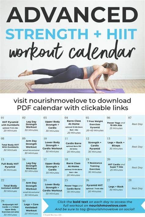 30-Day Advanced Workout Plan (Videos) | Nourish Move Love