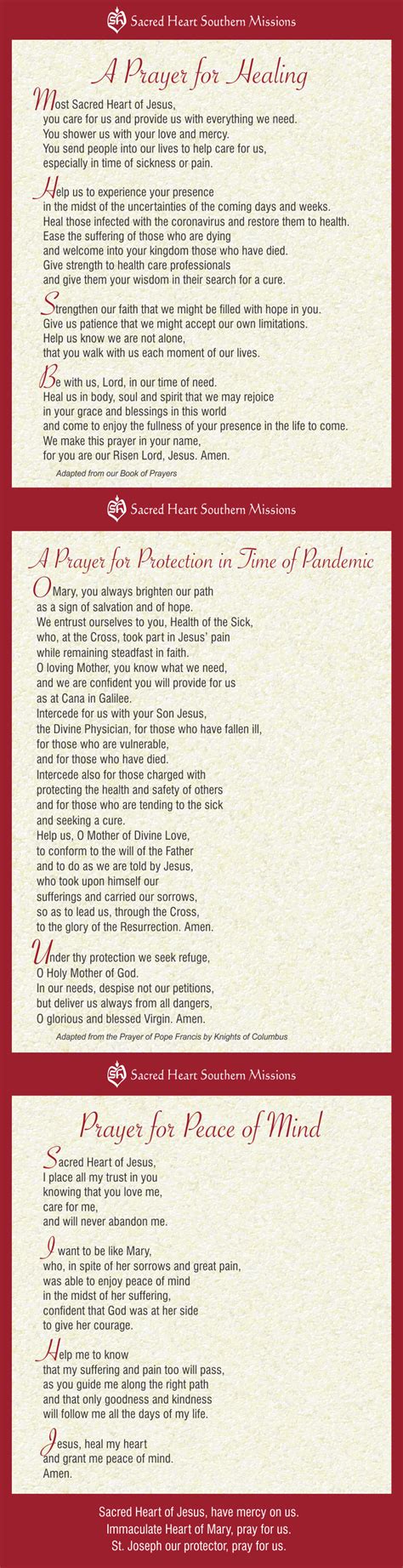 Coronavirus Prayer - Sacred Heart Southern Missions