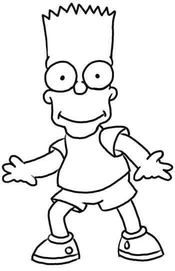 How to Draw Bart Simpson from The Simpsons : Step by Step Drawing ...