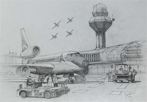 #sketch #draw #art #airport # | Perspective drawing architecture ...