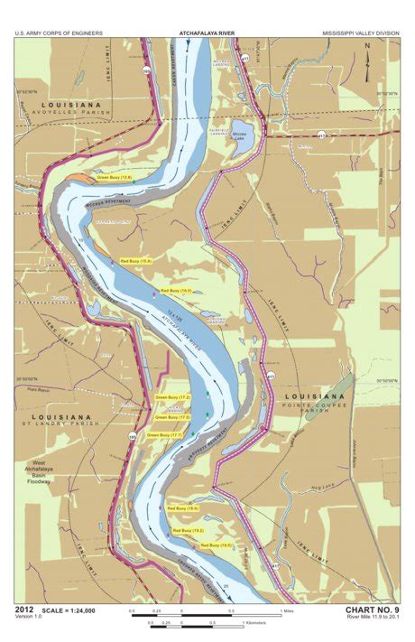 Chart 9 - Atchafalaya River Miles 11.9 to 20.1 map by US Army Corps of ...