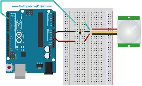 Interfacing PIR sensor with Arduino - The Engineering Projects