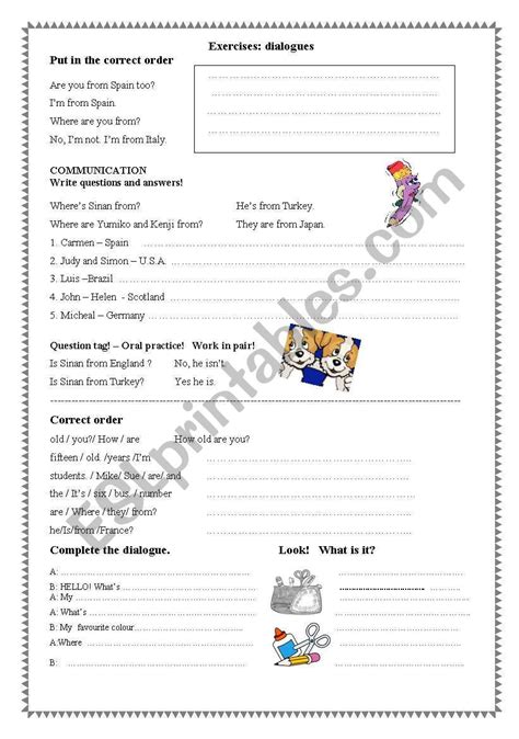 Dialogue Exercises Esl Worksheetbinabo — db-excel.com