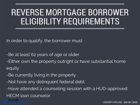 FHA Reverse Mortgage Eligibility Requirements