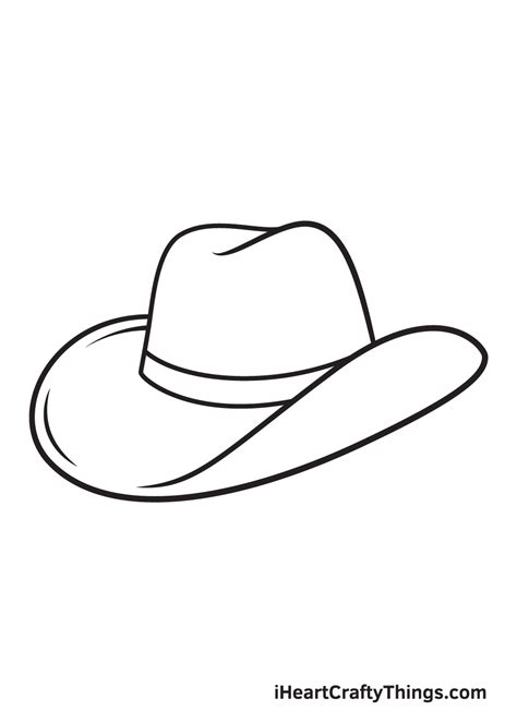 Cowboy Hat Drawing — How To Draw A Cowboy Hat Step By Step