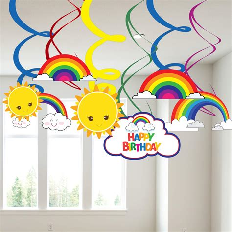 Party Propz Rainbow Birthday Decoration - Rainbow Swirls for Birthday ...