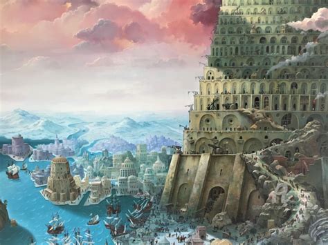 The Tower Of Babel (Big) ., Painting by Alexander Mikhalchyk | Artmajeur