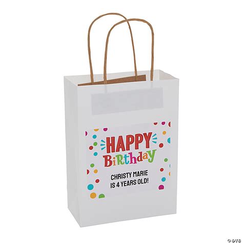 Personalized Medium Happy Birthday Kraft Paper Bags - 12 Pc.