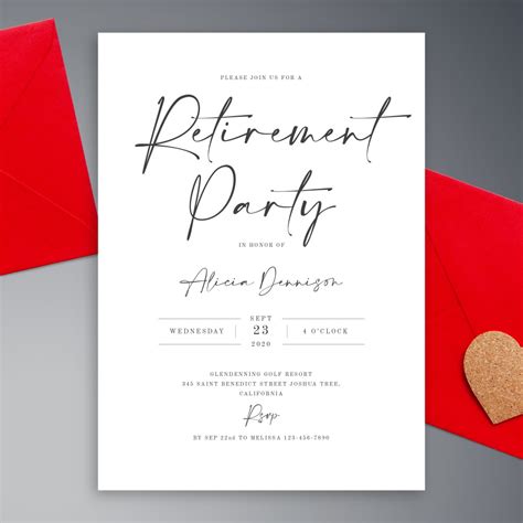 Elegant Greenery Retirement Party Invitation Template Online Maker