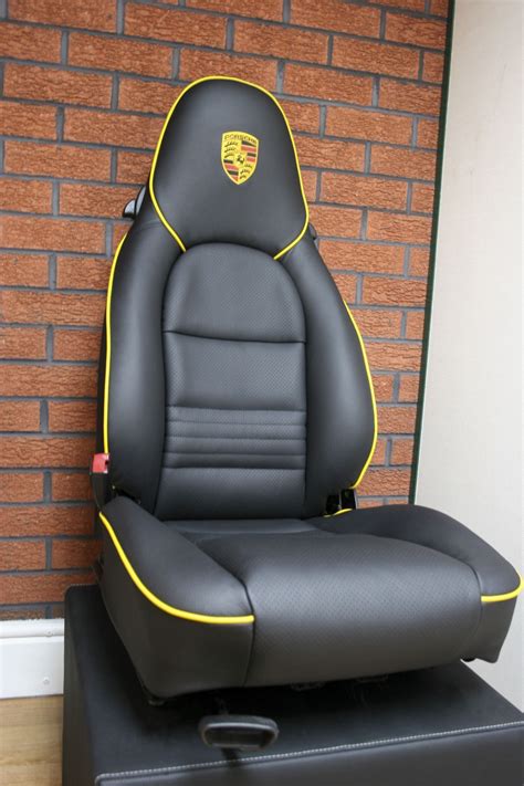 Porsche 911 Black Leather Seats With Yellow Piping | Trim Technik