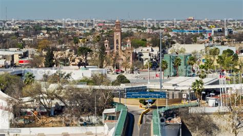 Aerial Shot Of Aduana De Piedras Negras Border Crossing In Mexico From ...